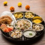 Navratri satvik thali with kuttu puri and sabudana